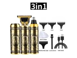 Compatível Kit De Barbeador Multifuncional 3 Em 1, Design Buda, Motor Potente, Recarregável Usb, Para Barba, Cabelo E Pelos Nasais Portáteis