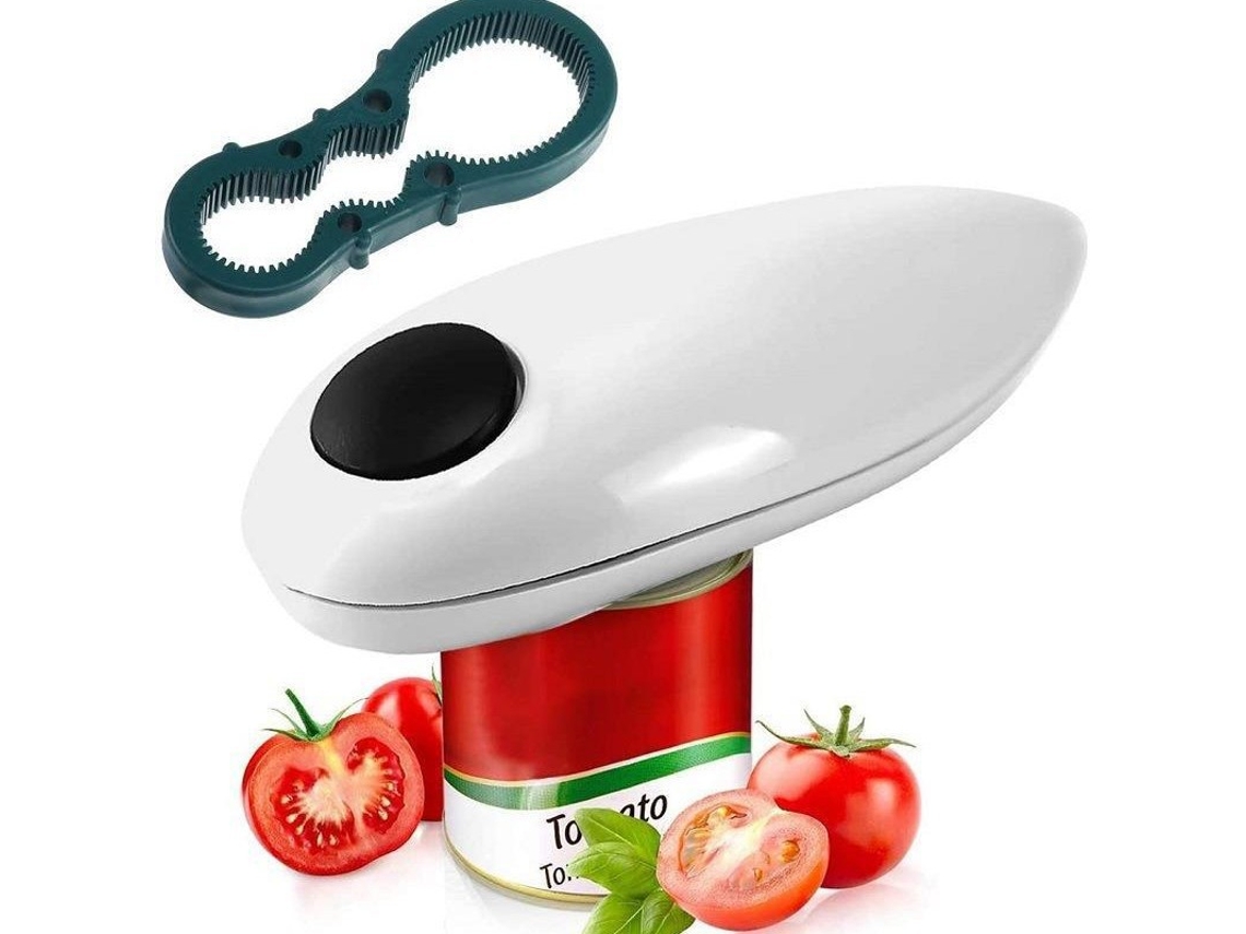 Abridor de latas elétrico automático. Abra suas latas com um simples toque de botão suave. Seguro para alimentos. Branco. Hexinyigjly