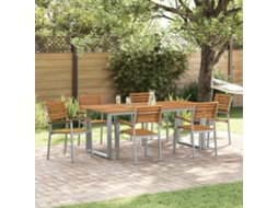 Vidaxl Conjunto De Jantar Para Jardim 7 Unid. Cinzeto