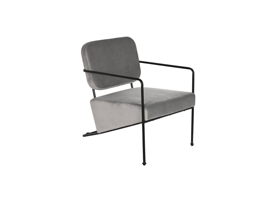 Poltrona Alexandra House Living Cinza em Poliéster, estrutura metálica, 55x71x72cm