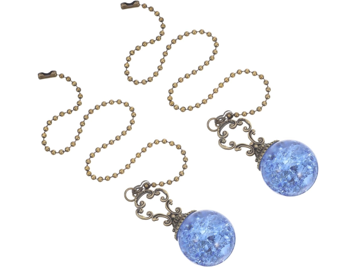 Corrente Para Ventilador De Teto Com Esfera Vidro Craquelado Azul