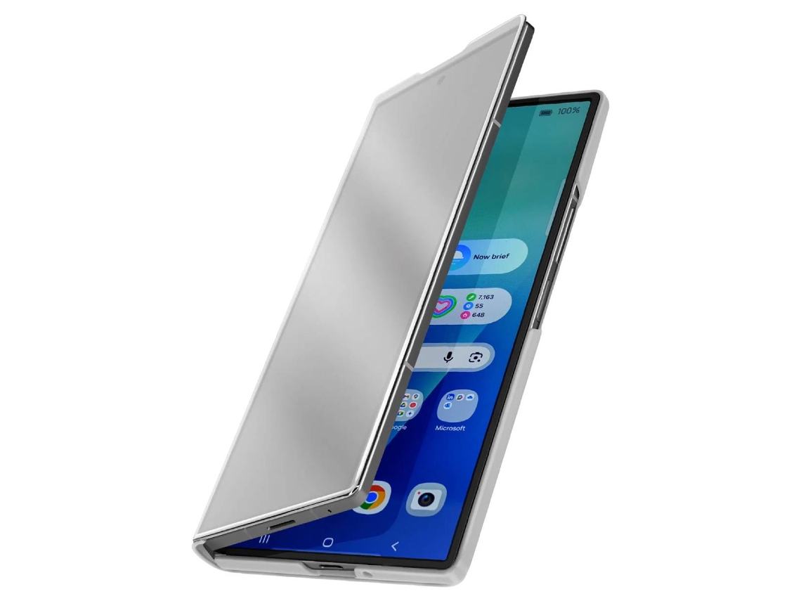 Avizar Capa Protetora Clear View Para Galaxy Z Fold 7 Com Suporte Para Vídeo Prateado