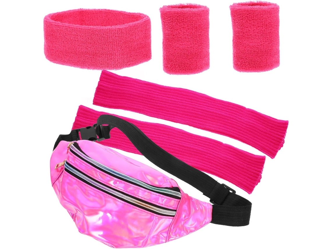 De Faixa De Cabelo E Polainas Estilo Anos 80 Com Leggings Neon Para Uso Feminino, Acessório Esportivo.