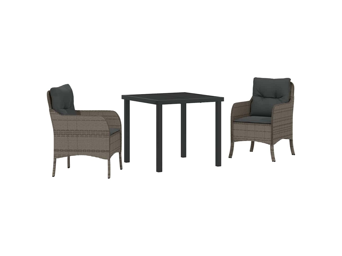 Maison Exclusive - Conjunto De Jantar Para Jardim 3 Pcs Cinzeto Vime Pe