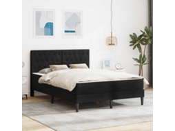Vidaxl Estrutura De Cama Com Colchão Preto 140 X 200 Cm Veludo