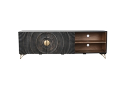 Suporte de TV em Metal Preto com Estampa de Mandala de Manga, 160x40x50cm ALEXANDRA HOUSE LIVING