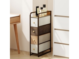 Cômoda Multicolorida Compacta 20x47x84,5 Cm Com 4 Gavetas Dobráveis De Tecido, Estrutura Em Aço E Madeira - Econômica