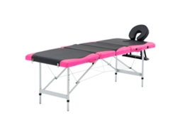 Vidaxl Mesa De Massagem Dobrável 4 Zonas Alumínio Preto E Rosa
