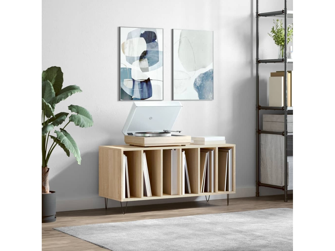 Armário para discos 100 x 38 x 48 cm em madeira de carvalho Sonoma, DKD HOME DECOR