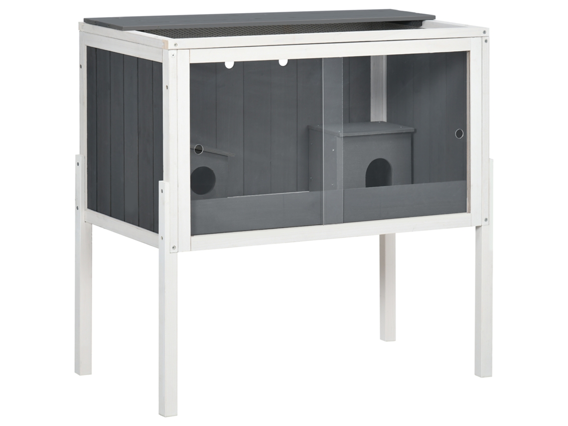 Gaiola Hamster 2 Casinhas Acessórios 82x45x81cm Cinza