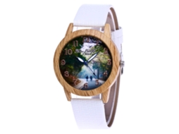 Reloj De Pulsera De Aleación Con Dial Redondo Analógico Cuarzo Para Mujer Y Hombre Blanco