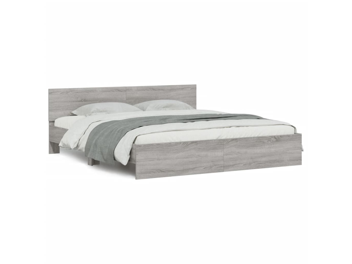 Estrutura de Cama com Cabeceira Derivados Madeira Cinza Sonoma MAISON EXCLUSIVE (200x200 cm)
