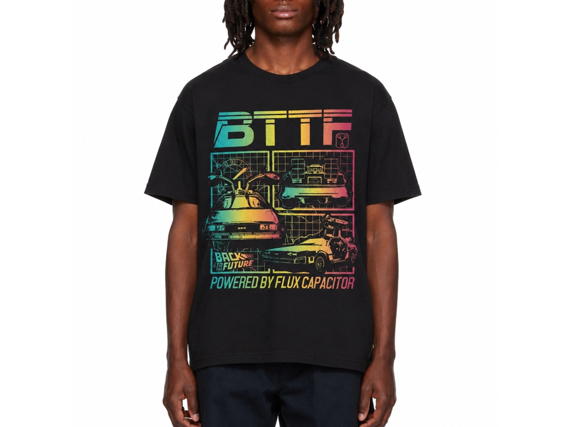 Rockinstone Back To The Future Movie Powered By Flux Capacitor Black Adult T-shirt Size:xxxl