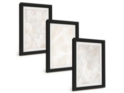 Um Conjunto De Imagens Decorativas Em Uma Molduraestruturas De Mármore Pastel Moldura Preta Pinturas De Quarto Espelharte (3 Peças 20x30 Cm)