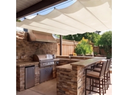 Vela De Sombra Retrátil Ondulada Impermeável 105 X 340 Cm Em Poliéster Multicolorida Para Jardim, Varanda
