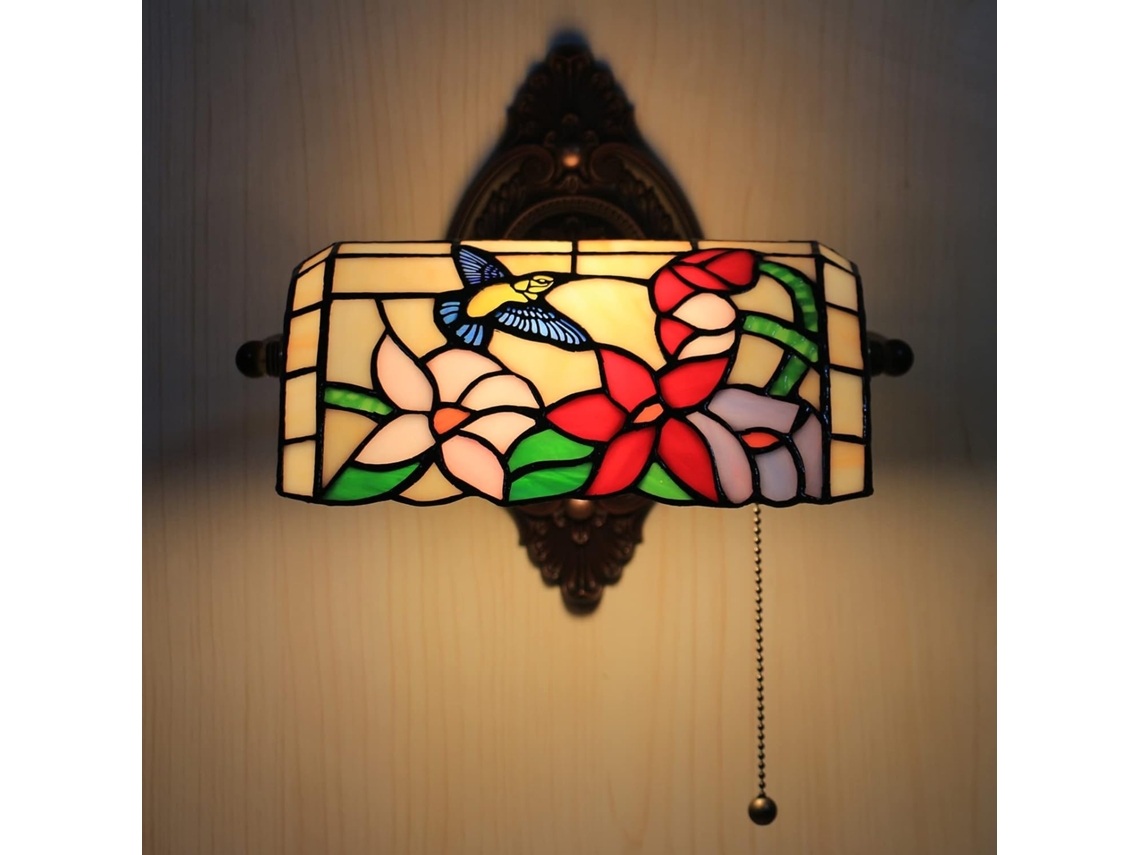 Luminária De Parede Tiffany Vintage 25cm Com Interruptor Soquete E27, Ideal Para Leitura Em Ambientes Internos, Perfeita