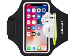 Braçadeira Esportiva Para Corrida Com Compartimento Para Fones De Ouvido, Ajustável Para Celulares De Até 6,7'' (preta)