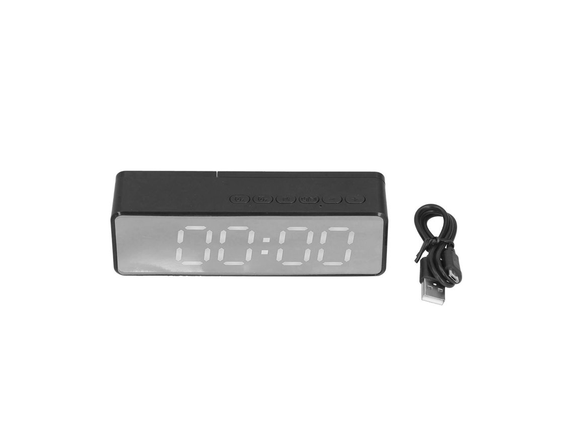 Reloj despertador con altavoz bluetooth eg 010 con espejo led, portátil, resistente a caídas, para dormitorio y oficina