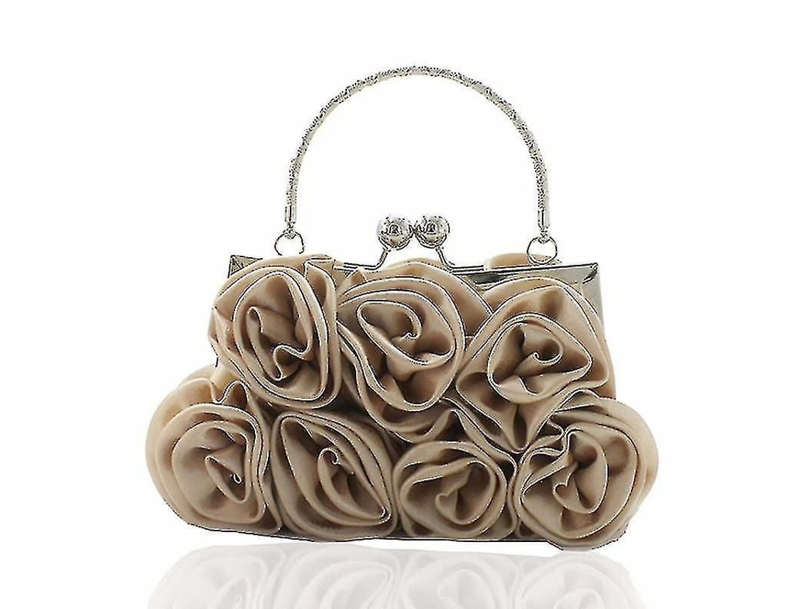 2026 bolsos de Noite para Mulher de Satin Floral com Flores de Rosa Bordadas para Festas e Casamentos