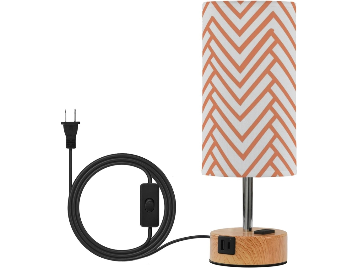 Abajur De Mesa Sensível Ao Toque Com Cúpula Tecido E Lâmpada Led Inclusa, Ideal Para Uso Em Escritório, Cor Laranja