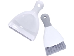 Conjunto De Vassoura Curta E Pá Lixo Compacta Em Plástico Branco