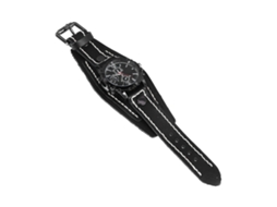 Relógio de pulso vintage punk, em couro PU e aço inoxidável, para homens e estudantes, preto.