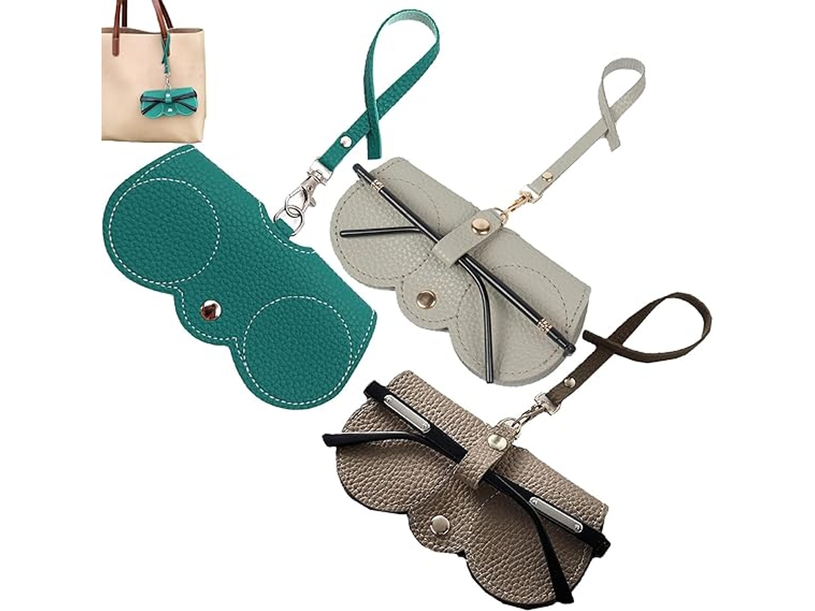 Bolsa de Couro Portátil para Óculos de Sol Bolsa Fina para Óculos de Sol Cor: Cáqui Cinzento Verde 3 Unidades TRANTECH