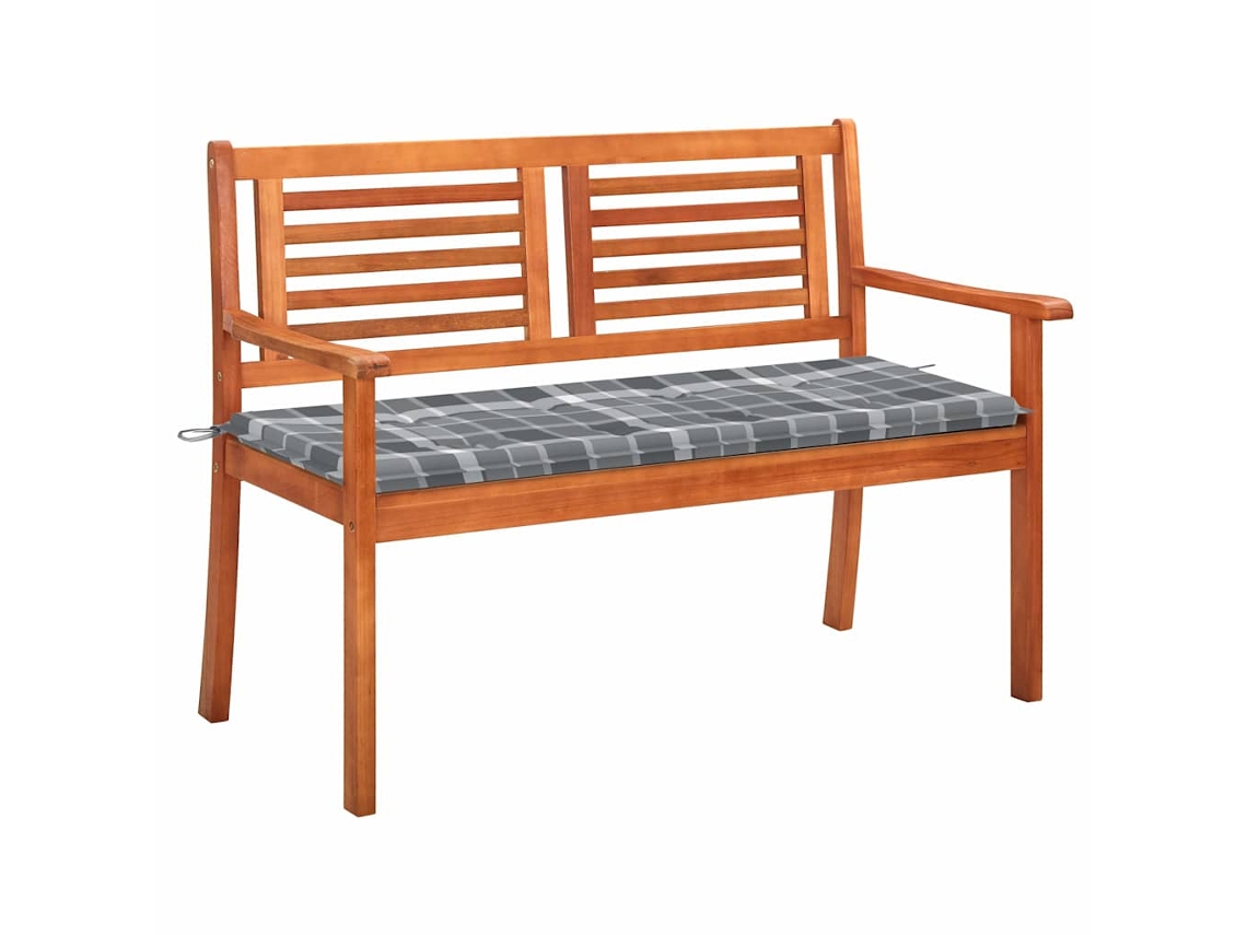 Vidaxl Banco De Jardim 2 Lugares C/ Almofadão 120 Cm Eucalipto Maciço
