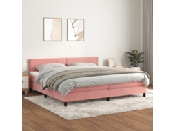 Vidaxl Cama Com Molas/colchão 200x200 Cm Veludo Rosa