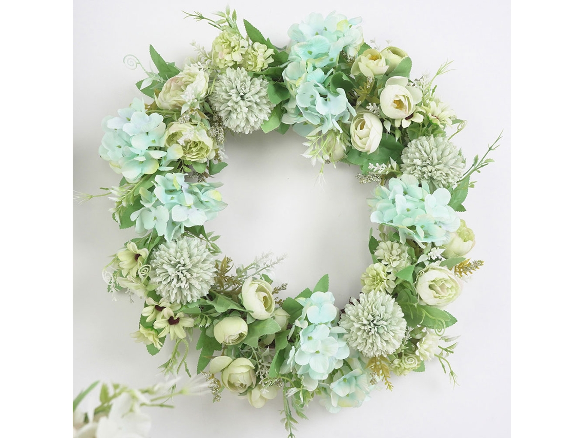 Guirlanda de Porta de 40cm com Flores de Seda para Casa e Festas