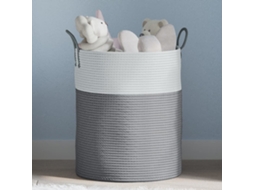 Vidaxl Cesto De Arrumação Ø38x46 Cm Algodão Cinzento E Branco