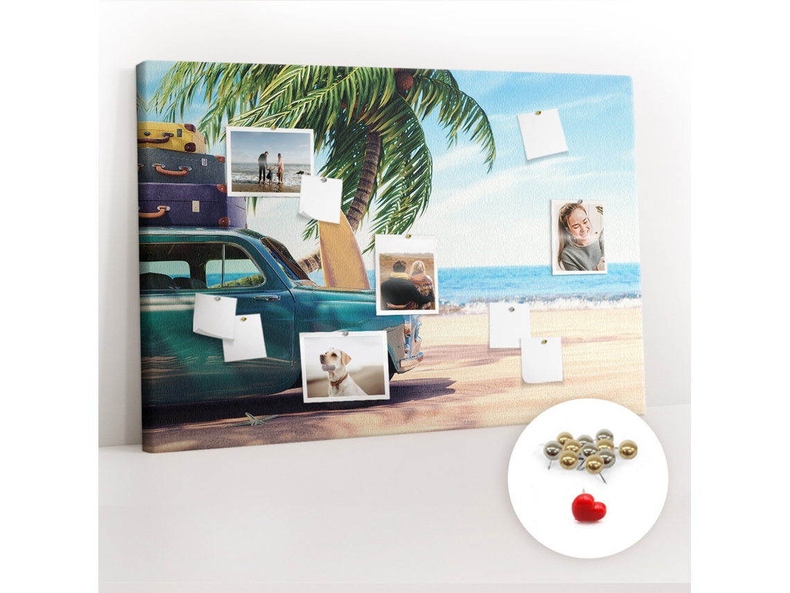 Quadro De Cortiça Praia De Férias Para A Sala De Estar Espelharte (120x80 Cm)