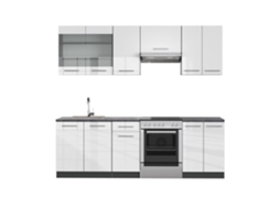 Cozinha Fame-Line, 240 cm sem bancada, Branco brilhante/Antracite, Vicco