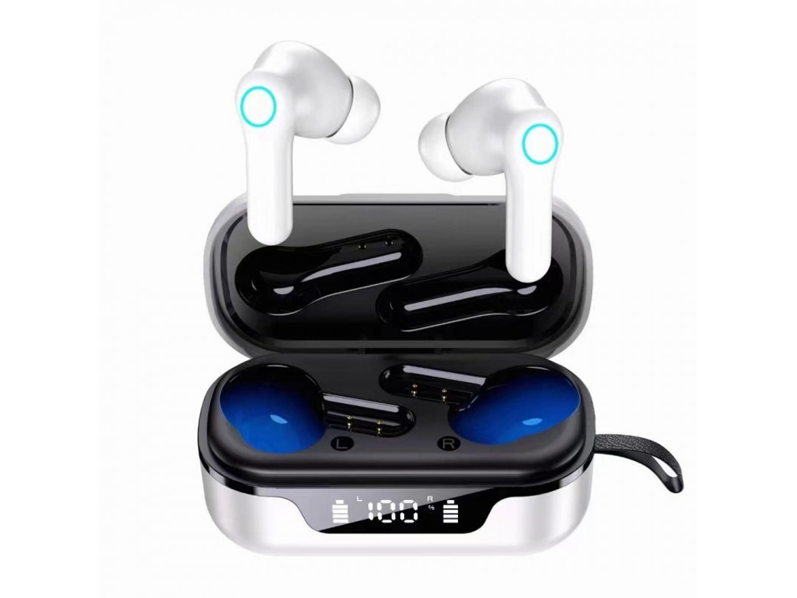 Auriculares Bluetooth True Wireless Yyk-Anc Pro In-Ear 5.1 Compatível com com Cancelamento Ruído Visor Digital com Controle Toque Branco