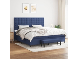 Vidaxl Cama com Molas/colchão 200x200 Cm Tecido Azul