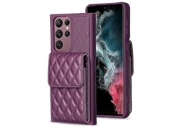 Capa De Couro Com Estampa De Losangos Para Samsung Galaxy S22 Ultra 5g