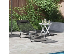 Vidaxl Espreguiçadeira Dobrável Preto 182 X 55 X 85,5 Cm Textilene