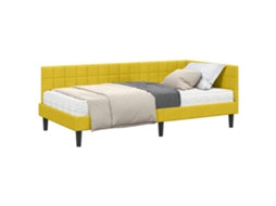 SYFAX™ Estrutura de Cama de Canto com Colchão 2 Pcs Amarelo Veludo