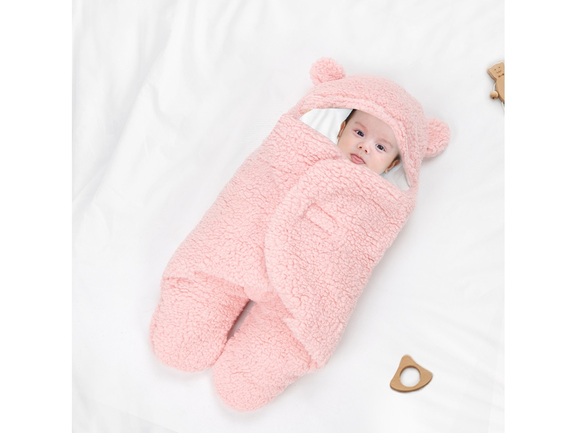 Cueiro Lã Inverno Manta Bebê 3-6 Meses 84x70cm Rosa Panoona