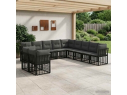 Vidaxl Conjunto De Sofás Para Exterior Preto Poliéster
