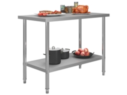 Mesa De Trabalho De Cozinha 120x60x85 Cm Aço Inoxidável Wsd944488 Lovely Home