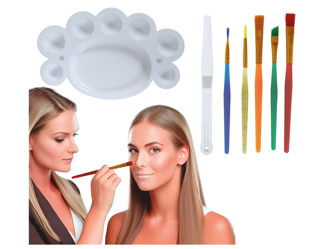 Kit de maquiagem 5 pincéis, paleta e espátula