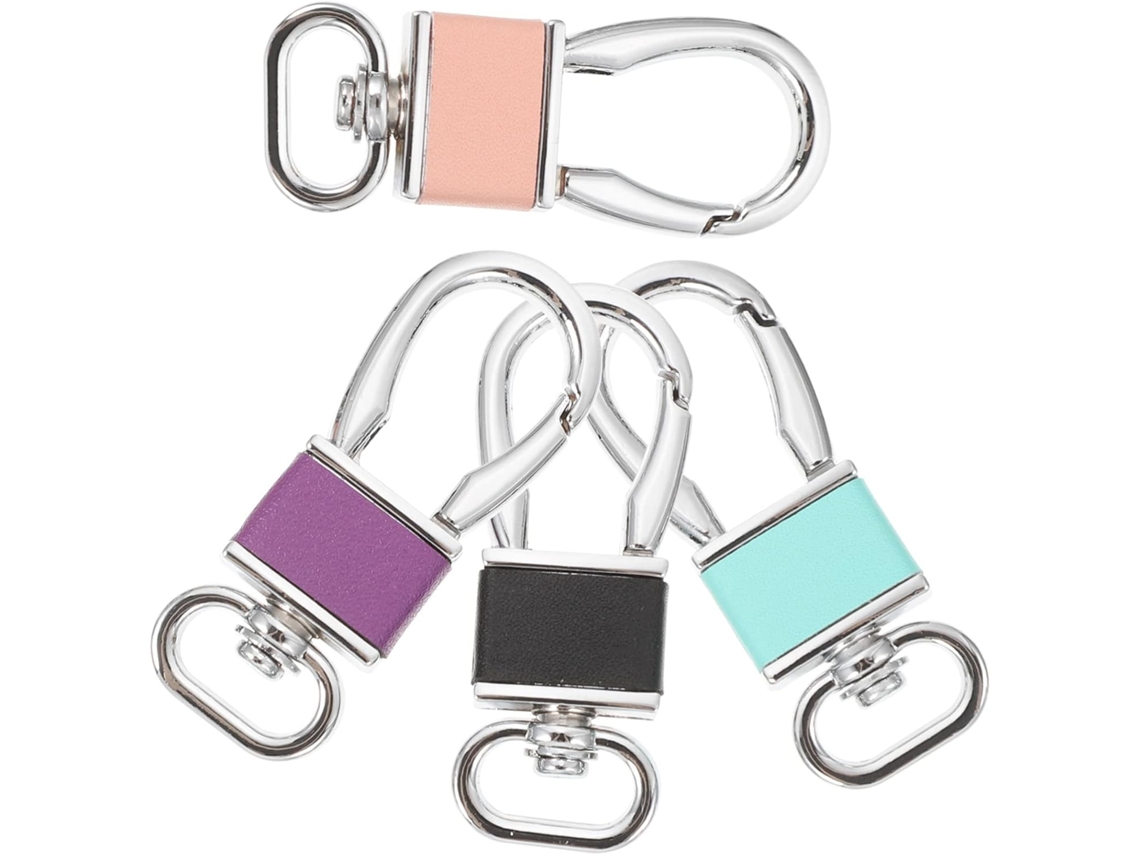 Chaveiros Mosquetão Em Metal E Couro, Conjunto De 4 Peças, Cores Macaron , Clipe Resistente, Para Homens Gokoco (rosa, Preto, Azul Claro, Roxo)