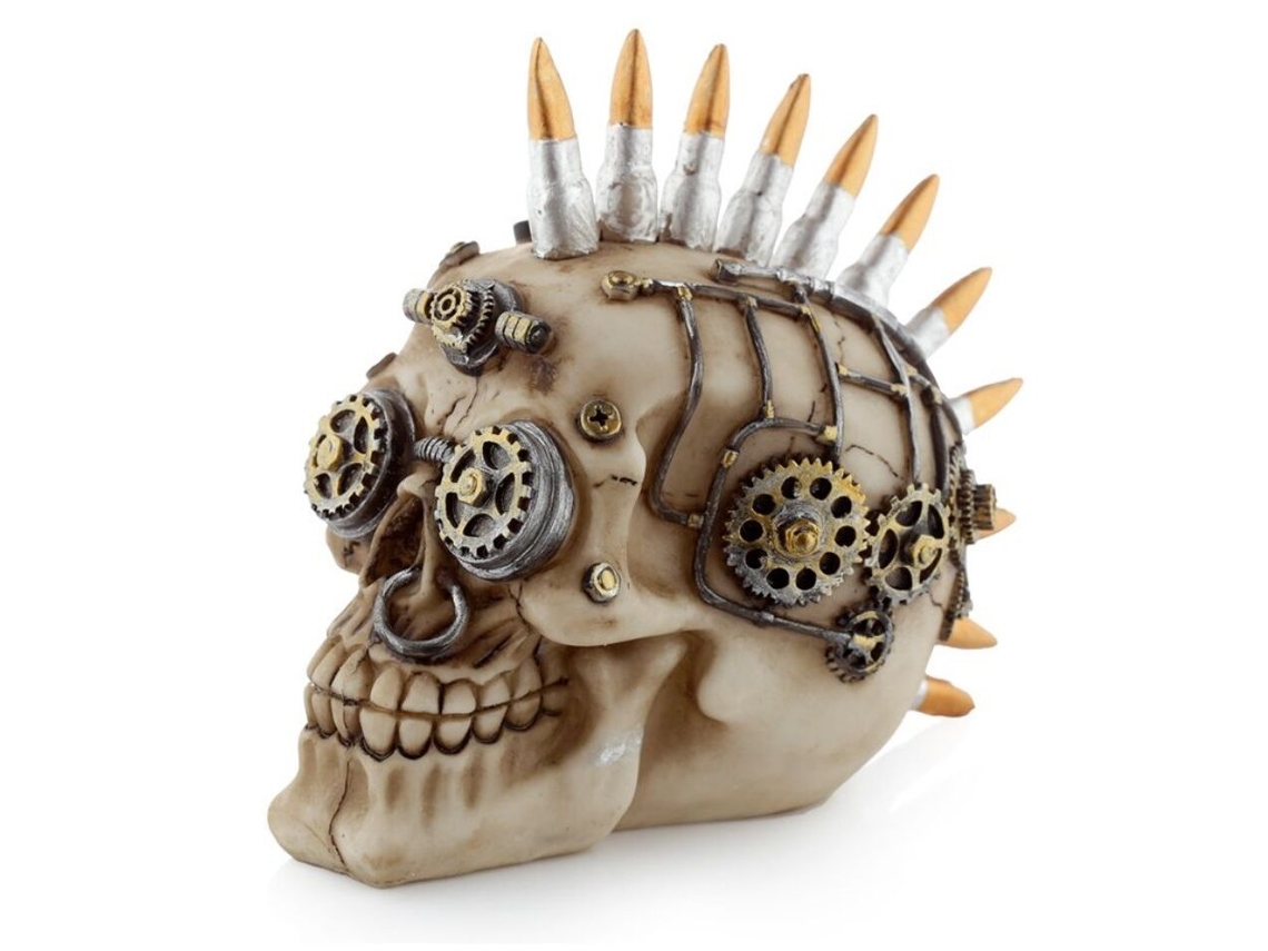 Figura de caveira estilo Steampunk com crista moicana PUCKATOR