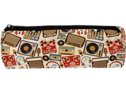 Estojo Lápis Autio Retro Music Fones De Ouvido, Organizador De Mesa, Necessaire Escola E Escritório