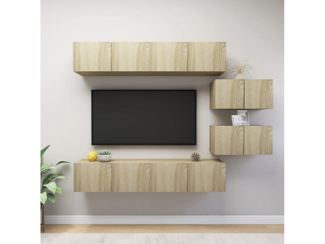 Vidaxl 6 Pcs Conjunto Móveis de Tv Derivados Madeira Carvalho Sonoma