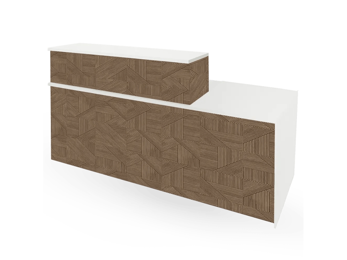 Balcão De Recepção Apolo Adaptado Para Pessoas Com Mobilidade Reduzida. Esquerda. 105,5 X 240 X 71,9 Cm. Kubic. Ofilike