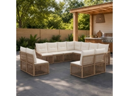 Vidaxl Conjunto De Sofá De Jardim 11 Pcs Bege Vime Pe