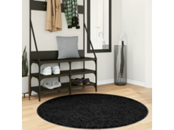 Vidaxl Tapete De Pelo Curto Oviedo Ø 120 Cm Preto