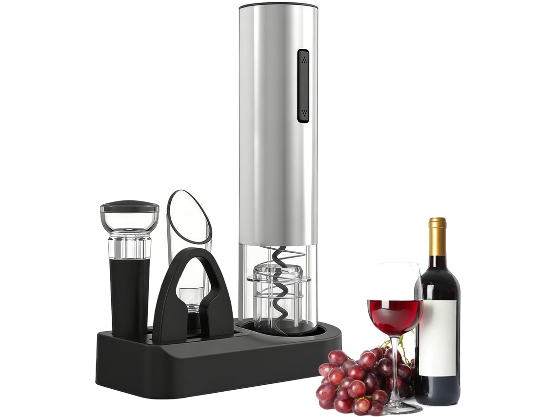 Abridor De Vinho Elétrico Automático, 5 Em 1, Recarregável Via Usb-c Com Base, Cortador De Lacre, Rolha A Vácuo, Aerador